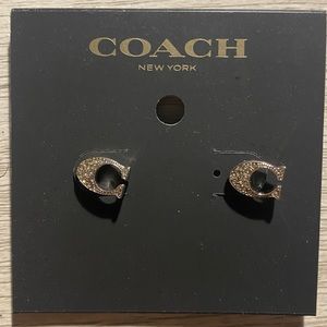 COACH Signature Stud Earrings in Silver